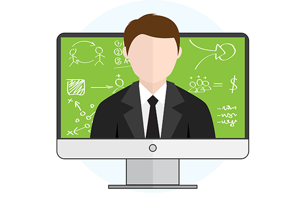 Professor auf Bildschirm