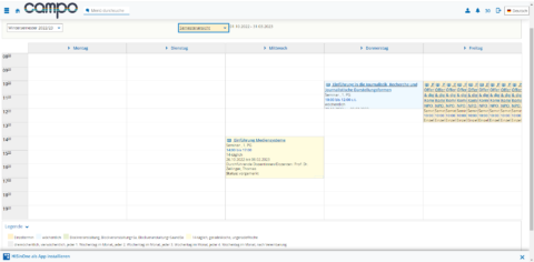Die neue Stundenplanansicht in Campo. (Bild: Rebecca Luber/FAU)