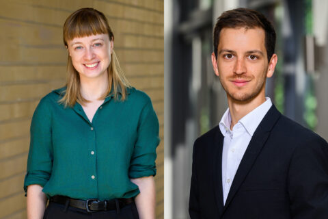 FAU-Nachwuchsforschende wurden ausgezeichnet mit dem Deutschen Studienpreis der Körber-Stiftung. Im Bild: Die Gewinnerin Silvia Weko und der Gewinner Tobias Weitz in einer Bild-Collage.