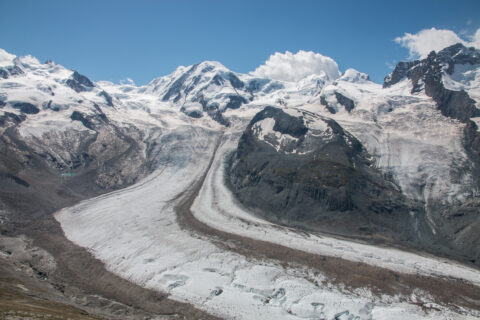Blick auf den Lyskamm mit Grenzgletscher, Alpen.
